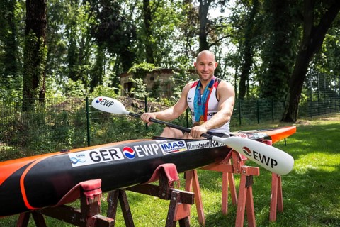 DEU Germany Germany Potsdam Ronald Rauhe poses for photos with his Olympic medals at the Olympic
