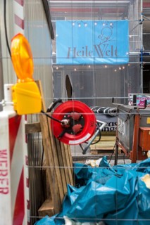 DEU Germany Germany Berlin A building site in front of the trendy pub Heile Welt in Motzstraße