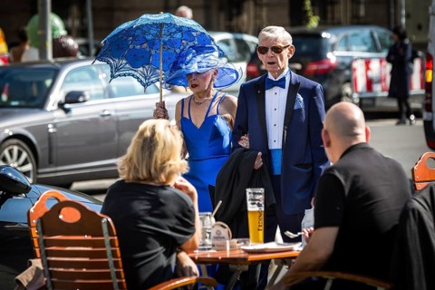 DEU Germany Germany Berlin An elderly couple in luxury clothing on their way to the opera