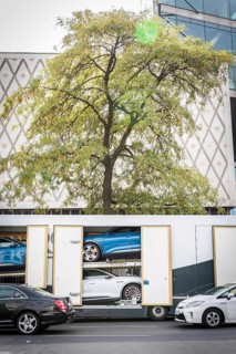 DEU Germany Germany Berlin SUVs with electric motors are loaded onto a transporter in Kantstrasse.