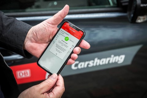 DEU Germany Germany Berlin Carsharing Flinkster with the Deutsche Bahn mobile phone app