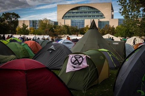 DEU Germany Germany Berlin The protest camp of the extinction rebellion movement next to the
