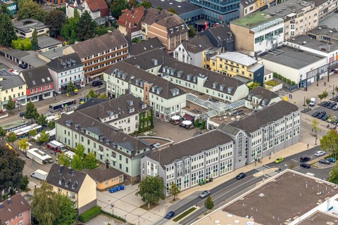 Aerial view, town hall Heiligenhaus, Heiligenhaus, Ruhr area, North Rhine-Westphalia, Germany,