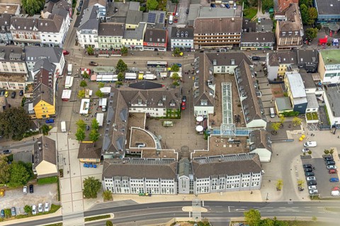 Aerial view, town hall Heiligenhaus, Heiligenhaus, Ruhr area, North Rhine-Westphalia, Germany,