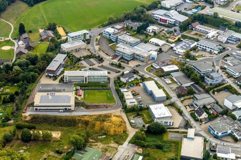 Aerial view, commercial area Hetterscheidt-Nord, IMS Röntgensysteme GmbH, Thormann GmbH,