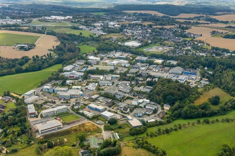 Aerial view, commercial area Hetterscheidt-Nord, IMS Röntgensysteme GmbH, Thormann GmbH,