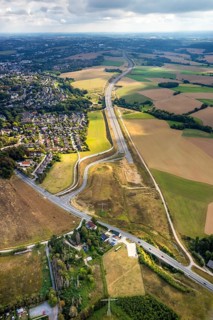 Aerial view, construction site new motorway A44, Ratinger Straße, Heiligenhaus, Ruhr area, North