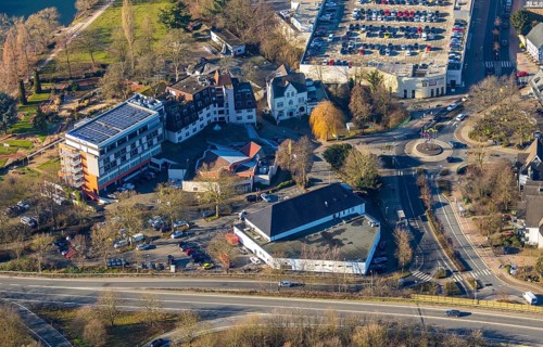 Aerial view, Ringhotel Zweibrücker Hof, Kaufpark, Herdecke, Ruhr area, North Rhine-Westphalia,