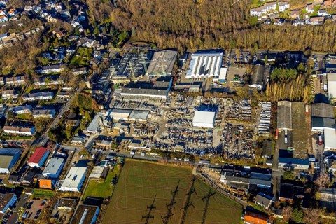 Aerial photograph, Basamentwerke Böcke GmbH, Ende, Herdecke, Ruhr area, North Rhine-Westphalia,