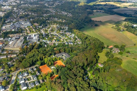 Aerial view, Waldhotel Heiligenhaus, Tennisvereinigung Grün-Weiß, Heiligenhaus, Ruhr area, North
