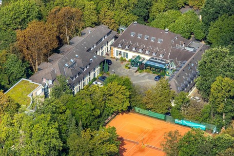Aerial view, Waldhotel Heiligenhaus, Tennisvereinigung Grün-Weiß, Heiligenhaus, Ruhr area, North