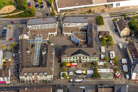 Aerial view, town hall Heiligenhaus, Heiligenhaus, Ruhr area, North Rhine-Westphalia, Germany,