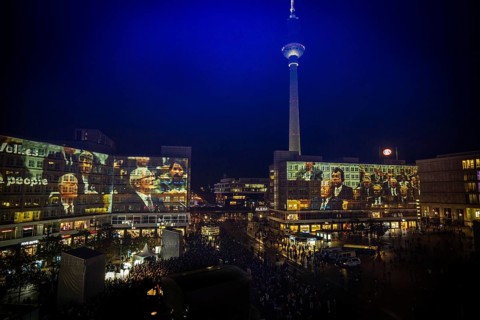 DEU Germany Germany Berlin Light projections and art installations to mark the 30th anniversary of