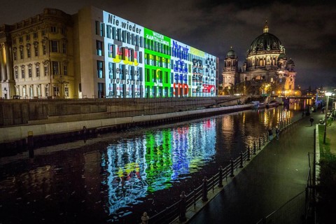DEU Germany Germany Berlin Light projections and art installations to mark the 30th anniversary of