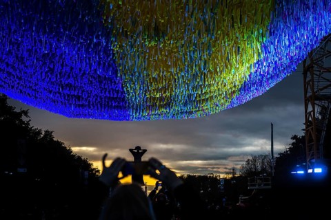 DEU Germany Germany Berlin Light projections and art installations to mark the 30th anniversary of