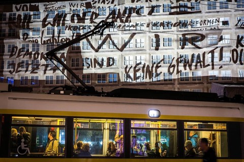 DEU Germany Germany Berlin Light projections and art installations to mark the 30th anniversary of