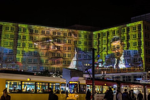 DEU Germany Germany Berlin Light projections and art installations to mark the 30th anniversary of