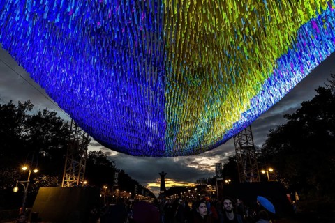 DEU Germany Germany Berlin Light projections and art installations to mark the 30th anniversary of