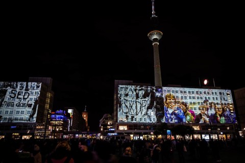 DEU Germany Germany Berlin Light projections and art installations to mark the 30th anniversary of