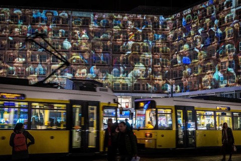 DEU Germany Germany Berlin Light projections and art installations to mark the 30th anniversary of