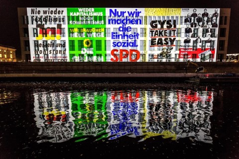 DEU Germany Germany Berlin Light projections and art installations for the 30th anniversary of the