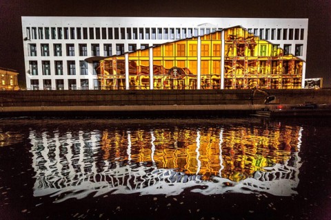 DEU Germany Germany Berlin Light projections and art installations for the 30th anniversary of the