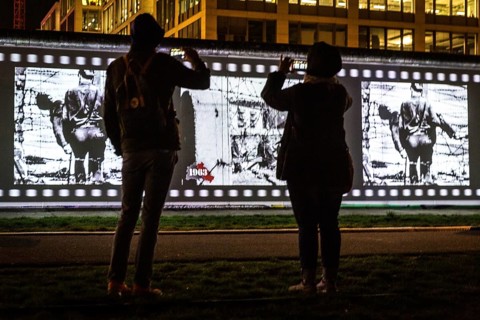 DEU Germany Germany Berlin Light projections and art installations for the 30th anniversary of the