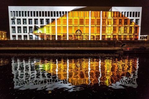 DEU Germany Germany Berlin Light projections and art installations for the 30th anniversary of the
