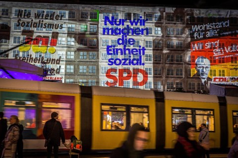 DEU Germany Germany Berlin Light projections and art installations to mark the 30th anniversary of