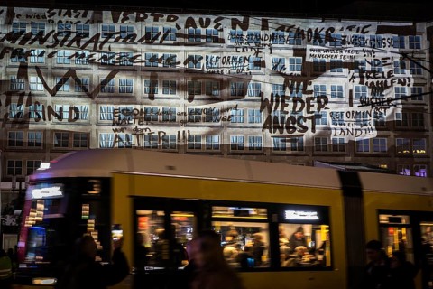 DEU Germany Germany Berlin Light projections and art installations to mark the 30th anniversary of