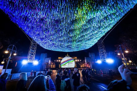 DEU Germany Germany Berlin Light projections and art installations to mark the 30th anniversary of