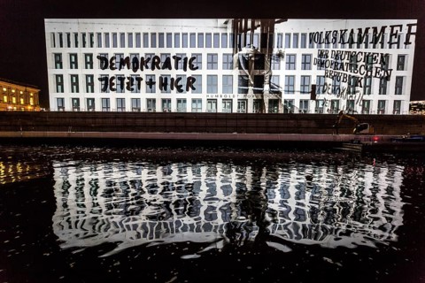 DEU Germany Germany Berlin Light projections and art installations for the 30th anniversary of the