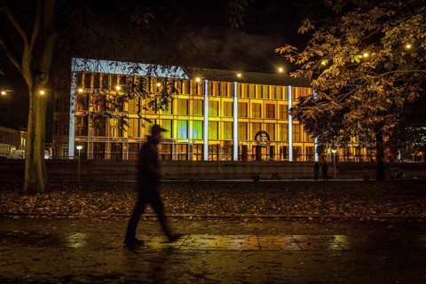 DEU Germany Germany Berlin Light projections and art installations to mark the 30th anniversary of