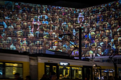 DEU Germany Germany Berlin Light projections and art installations to mark the 30th anniversary of