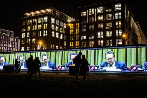 DEU Germany Germany Berlin Light projections and art installations for the 30th anniversary of the