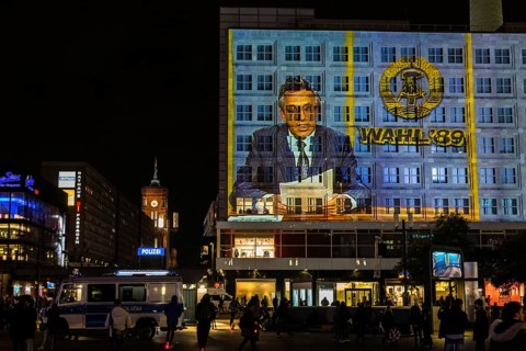 DEU Germany Germany Berlin Light projections and art installations to mark the 30th anniversary of