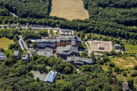 Aerial view, Community Hospital Herdecke, Waldorfkindergarten Herdecke, Herdecke, Ruhr area, North