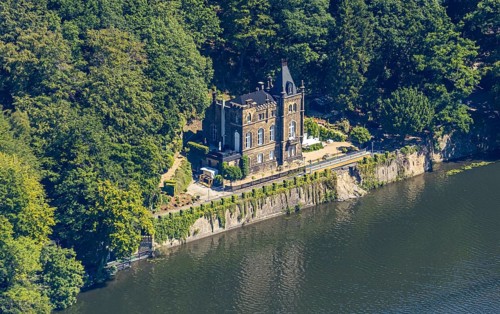 Aerial view, Seeschlösschen Niedernhof, Hengsteysee, Herdecke, Ruhr area, North Rhine-Westphalia,