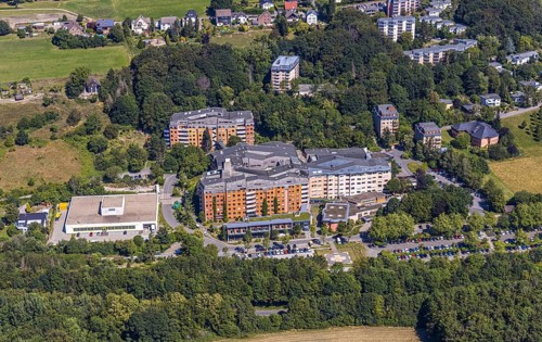 Aerial view, Community Hospital Herdecke, Waldorfkindergarten Herdecke, Herdecke, Ruhr area, North