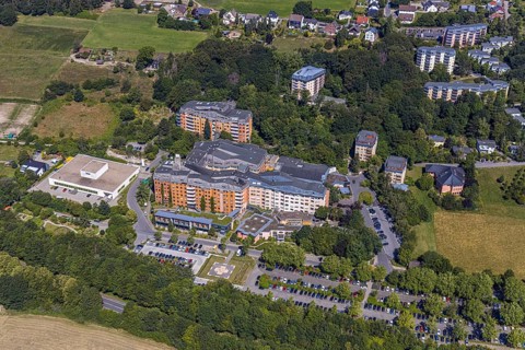 Aerial view, Community Hospital Herdecke, Waldorfkindergarten Herdecke, Herdecke, Ruhr area, North