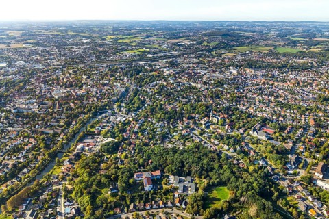 Aerial view, townscape, Herford city, Herford, Ostwestfalen-Lippe, OWL, North Rhine-Westphalia,