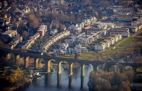 Aerial view, Ruhr viaduct, Ruhr bridge, Ruhr valley, Herdecke, Ruhr area, North Rhine-Westphalia,
