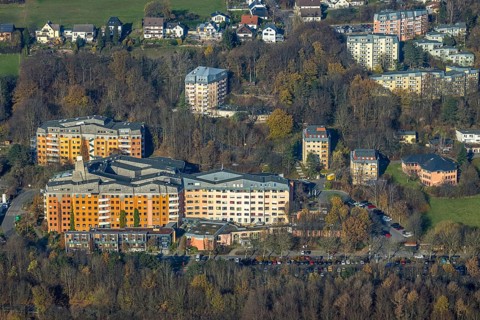 Aerial view, community hospital Herdecke, Westende, Herdecke, Ruhr area, North Rhine-Westphalia,