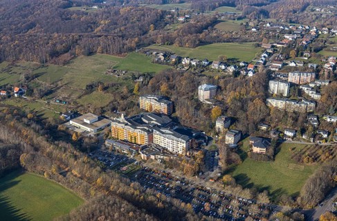 Aerial view, community hospital Herdecke, Westende, Herdecke, Ruhr area, North Rhine-Westphalia,
