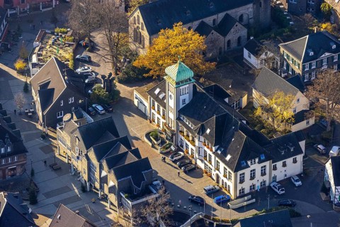 Aerial view, town hall city of Herdecke, Herdecke, Ruhr area, North Rhine-Westphalia, Germany, DE,