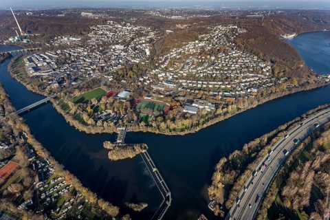 Aerial view, overview Herdecke, Ruhr, motorway A1, Herdecke, Ruhr area, North Rhine-Westphalia,