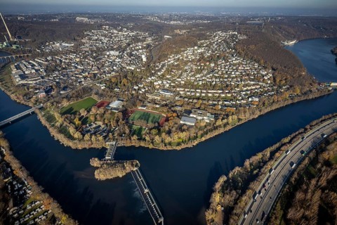 Aerial view, overview Herdecke, Ruhr, Herdecke, Ruhr area, North Rhine-Westphalia, Germany, DE,