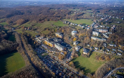 Aerial view, community hospital Herdecke, Westende, Herdecke, Ruhr area, North Rhine-Westphalia,