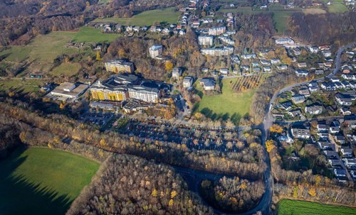 Aerial view, community hospital Herdecke, Westende, Herdecke, Ruhr area, North Rhine-Westphalia,