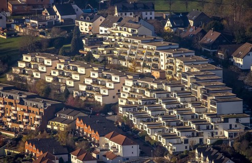 Aerial photo, terrace flats, Westende, Herdecke, Ruhr area, North Rhine-Westphalia, Germany, DE,